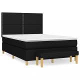 Cumpara ieftin Pat box spring cu saltea, negru, 140x190 cm, textil