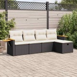 Cumpara ieftin Gossi set mobilier de gradina cu perne, 5 piese, negru, poliratan