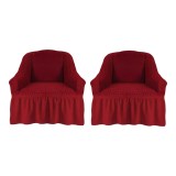 Set 2 Huse Fotoliu Elastice cu Volane, Bordo Visiniu - HEP65