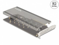 PCI Express cu 4 x NVMe M.2 Key M cu ventilator - Bifurcation, Delock 90079