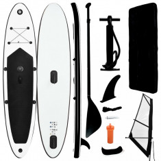 Set de placa SUP gonflabila cu vela, negru si alb foto