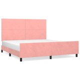 Cumpara ieftin Cadru de pat cu tablie, roz, 180x200 cm, catifea