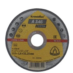 Disc de debitare Kronenflex A346 Extra pentru inox si otel, 115X1.6X22.23 mm, KLINGSPOR A346115