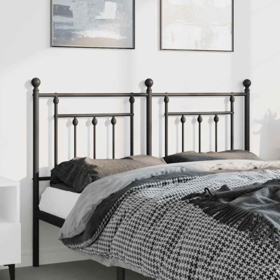 vidaXL Tăblie de pat metalică, negru, 135 cm 353569 foto
