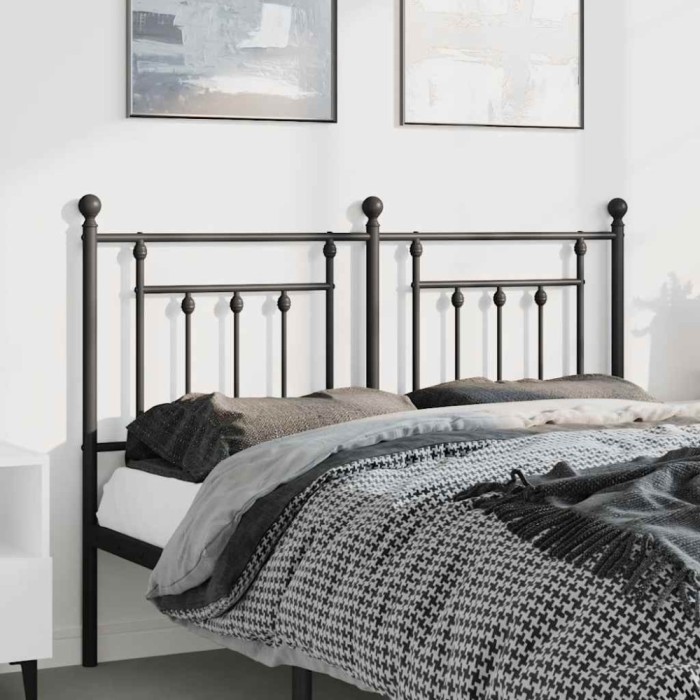 vidaXL Tăblie de pat metalică, negru, 135 cm 353569