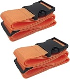 Set de 2 curele pentru bagaje Zyldk, polipropilena, portocaliu/negru, 5 x 188 cm