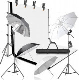 Cumpara ieftin Kit studio 4 umbrele,suport fundal + 2 panze + accesorii Andoer 2 x bec 45W