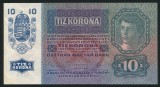 Q463 AUSTRIA UNGARIA 10 KORONA COROANE 1915 stampilata D&Ouml; aUNC text in romana
