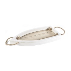 Tava decorativa Barcuta lemn alb maro 32 x 15 x 3 H