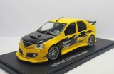 Macheta DACIA LOGAN TUNING 2005 galben - Eligor, 1/43, noua, model rar.