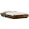 vidaXL Cadru de pat cu LED, stejar fumuriu, 90x190 cm, lemn prelucrat
