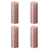 Bolsius Lum&acirc;nări bloc rustice Shimmer, 4 buc., roz, 190x68 mm