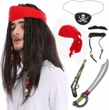Costum de pirat pentru carnaval Singtis, textil/PVC, multicolor, 6 piese
