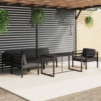 Gossi set mobilier de gradina cu perne, 6 piese, antracit, aluminiu foto