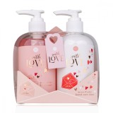 Set Ingrijire Maini With Love, Tea Rose &amp; Velvet, Sapun Lichid 250 ml + Lotiune Maini 250 ml