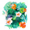 Sticker decorativ Flori, Verde, 66 cm, 7858ST