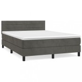 Cumpara ieftin Pat box spring cu saltea, gri inchis, 140x200 cm, catifea