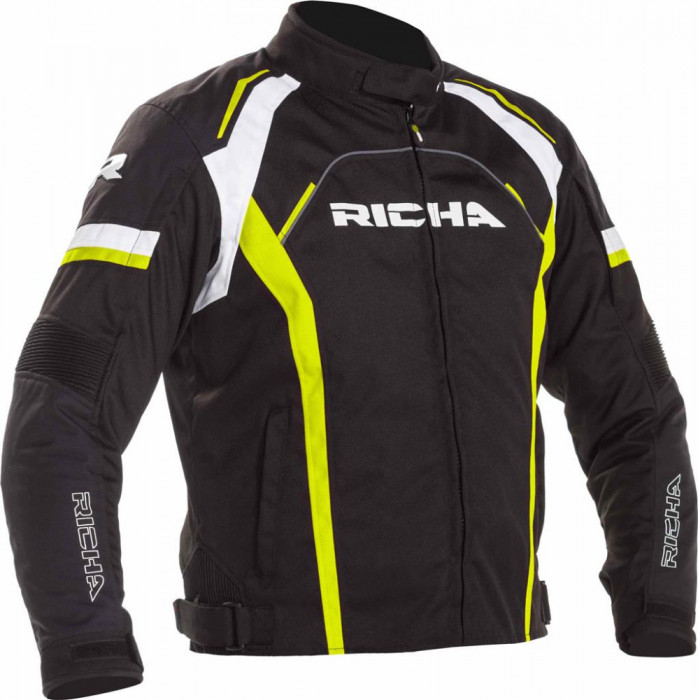 Geaca Moto Richa Falcon 2 Jacket, Negru/Galben/Alb, 5XL
