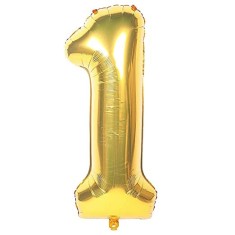 Balon aniversare folie Ropet, Auriu, cifra 1, 80 cm