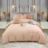 Cumpara ieftin Lenjerie de pat dublu cocolino,blana de iepure cu fir scurt,6 piese.cearceaf de pat cu elastic,bej piersica-A1445