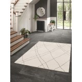 Covor Premium Belgian Model Miami 68122-761, Marime 80 x 150 cm, Crem, Gri, Inaltime Fir 30 mm, Antialergic, Polipropilena, Living, Dormitor, Sufrager