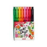 Pix cu gel Uni-ball Signo My Bujo UMN-155N, 0. 7mm, cu mecanism, corp semitransparent in culoarea scrisului, set 8 culori