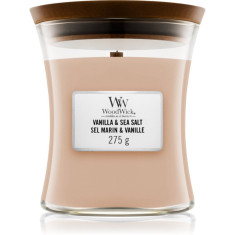 Woodwick Vanilla & Sea Salt lumânare parfumată cu fitil din lemn 275 g