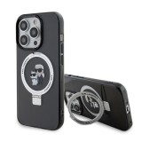 Husa pentru iPhone 15 Pro - Karl Lagerfeld Hardcase Ring Stand Magsafe (KLHMP15LHMRSKCK) - Karl&amp;Choupette