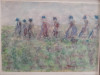 Tablou La camp, Titina Calugaru, guasa pe hartie, 28x20 cm, inramat, Peisaje, Impresionism