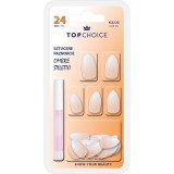 Set 24 unghii artificiale cu adeziv Ombre Stiletto Beige Almond Top Choice 78187