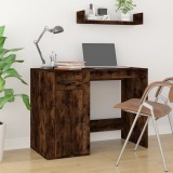 Birou vidaXL Stejar Fumuriu 100x49x75 cm, Lemn, Sertar si Dulap, Maro