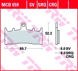 Set placute frana TRW MCB659 - Kawasaki ZRX 400-1200 - ZX Ninja 600-1200 - ZRX - Suzuki GS - GSF - GSX R Hayabusa 750-1300