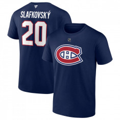 Montreal Canadiens tricou de bărbați Juraj Slafkovsky #20 Stack Logo Name &amp; Number Blue - L