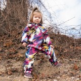 Cumpara ieftin Salopeta impermeabila pentru copii Kidscare, cu protectie la vant si apa cu imprimeu Graffiti - marime 110