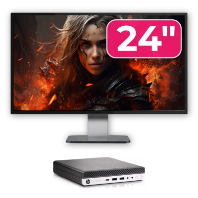 Pachet Calculator Second Hand HP EliteDesk 800 G3 Mini PC, Intel Core i5-6500T 2.50GHz, 16GB DDR4, 512GB SSD + Monitor 24&amp;amp;quot; NewTechnology Media foto