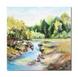 Cumpara ieftin Tablou peisaj din natura pictat manual, 40x40cm ulei pe panza, Romeo Coroi