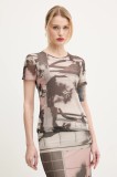 Desigual tricou DELAWARE femei, culoarea bej, 25SWTK99