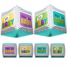 Balon Cubez 3D Welcome Baby din folie 38 x 38 cm foto