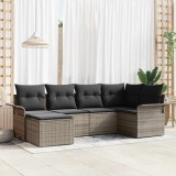 Cumpara ieftin Set de canapele pentru grădină cu pernă 6 pcs Gri Rattan poli