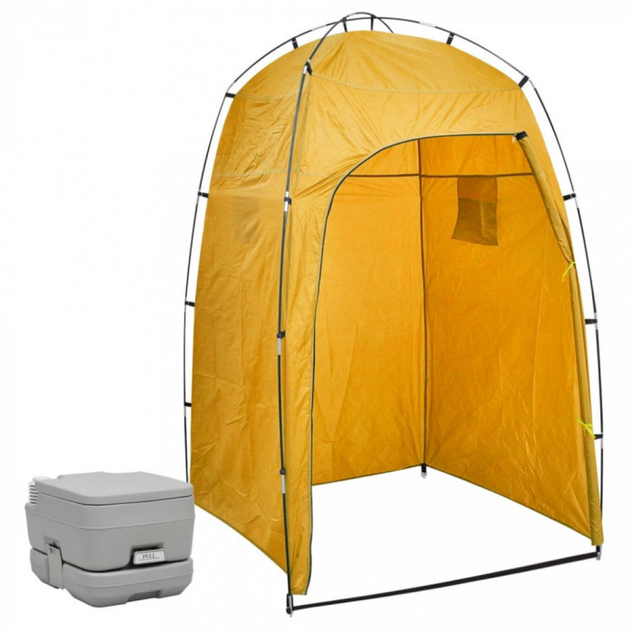 vidaXL Toaletă portabilă pentru camping, cu cort, 10+10 L