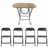Masa plianta cu blat MDF 50x80x75 cm si 4 scaune pliabile pentru bucatarie