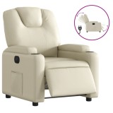 Cumpara ieftin Fotoliu rabatabil electric, crem, piele ecologica