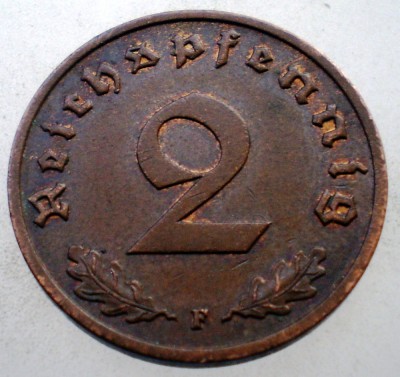 2.650 GERMANIA WWII 2 REICHSPFENNIG 1939 F foto