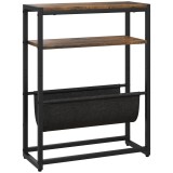 HOMCOM Masuta Living Ingusta 3 Nivele, Otel Negru, Ef Wood Maro Rustic, Stil Industrial, 43x18x56 cm, Organizator V