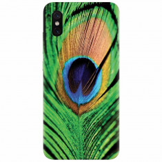 Husa silicon pentru Xiaomi Mi 8 Pro, Peacock Feather Green Blue