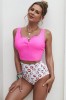 SW2165-255 Costum de baie din 2 piese model tankini cu imprimeu capsuni, S