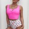 SW2165-255 Costum de baie din 2 piese model tankini cu imprimeu capsuni