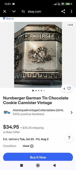 Cutie vintage germana de ciocolata