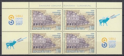 ROMANIA 2007 LP 1780 a EMISIUNE COMUNA ROMANIA -LUXEMBURG BLOC 4 SERII CU VINIETE MNH foto