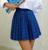 Fusta Mini Plisata Albastra Dama, Stofa de Calitate, Croi Lejer, Fermoar Ascuns, Lungime 42cm, Marimi S M L